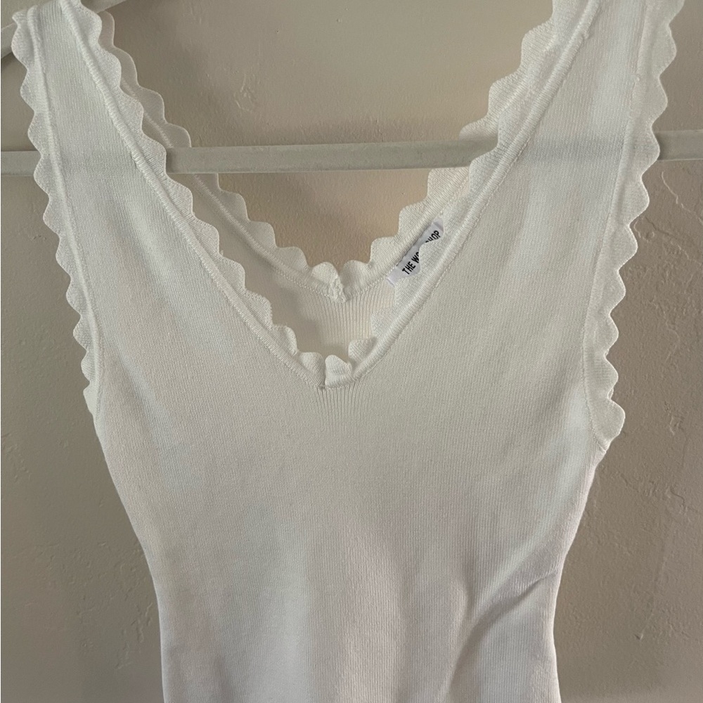 Workshop Republic Clothing White Scalloped Camisole